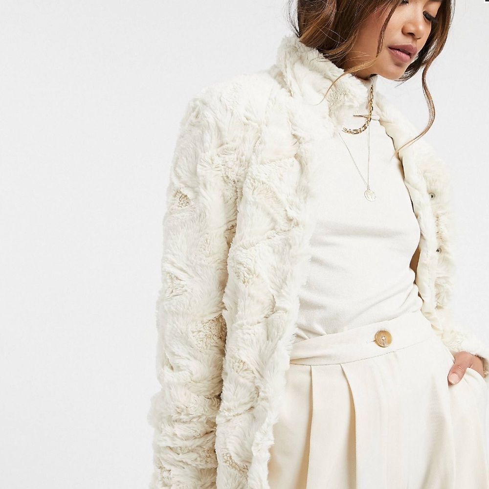 Asos white faux fur coat
